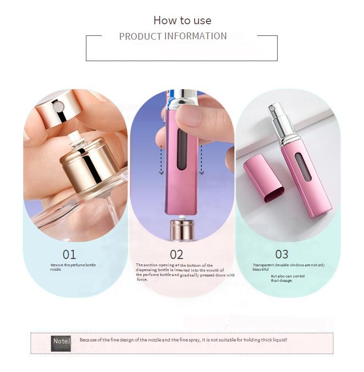 Parfumetilbehør Spot 8ML Firkantet Selvpumpende Parfumeflaske Bund Direkte Påfyldningssprayflaske Aluminium Bærbar Press Flush Parfumeflaske_voghion.com