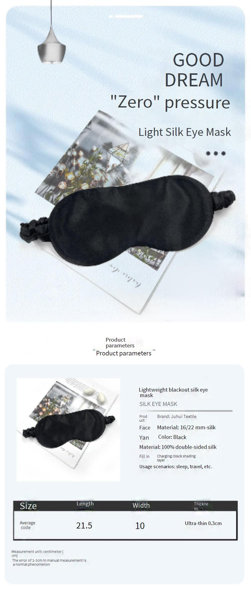 19/22 Momme Schlafmaske aus 100 % Maulbeerseide – ultraleicht und druckfrei, vollständige Verdunkelung, hypoallergen, perfekt für Reisen und Nickerchen am Tag_voghion.com