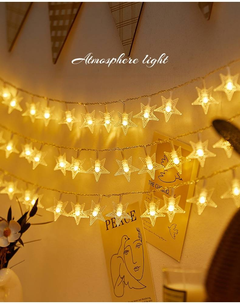 Cordão de Luzes Estreladas com 80 LEDs - IP44 à prova d'água para decoração interna/externa (plástico à prova de quebra, alimentado por bateria e controle remoto)_voghion.com