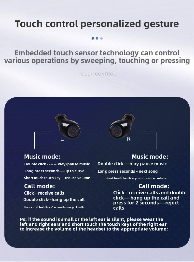 One True Wirelsess Earphone With Light Weight Comfortable Patch, Three-dimensional Sound Touch Operation For Sport_voghion.com