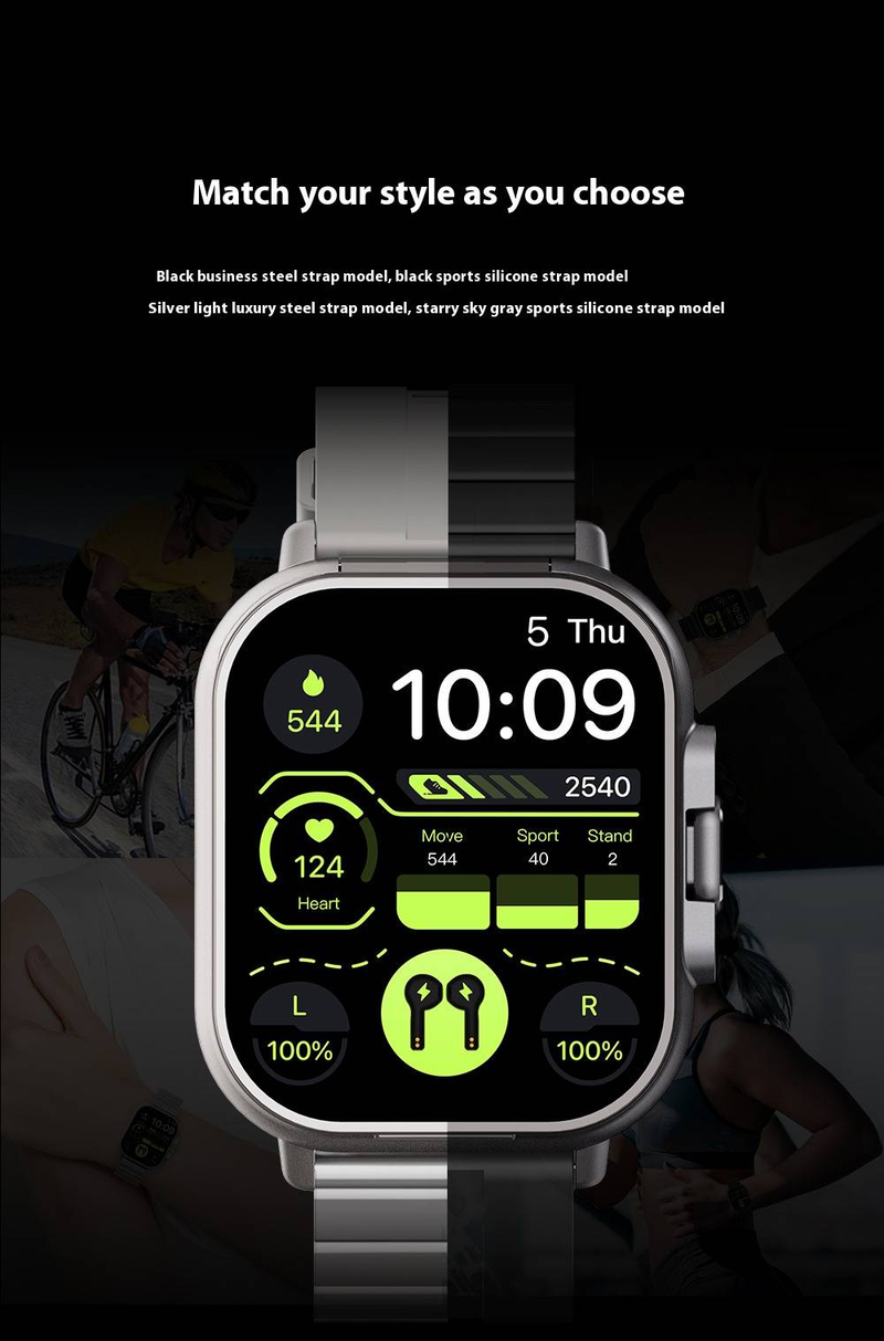 D8 Smartwatch With Bluetooth Calling & Built-in Wireless Earbuds, Full Touch Screen, Heart Rate/Blood Oxygen/Sleep Monitor, IPX6 Waterproof_voghion.com
