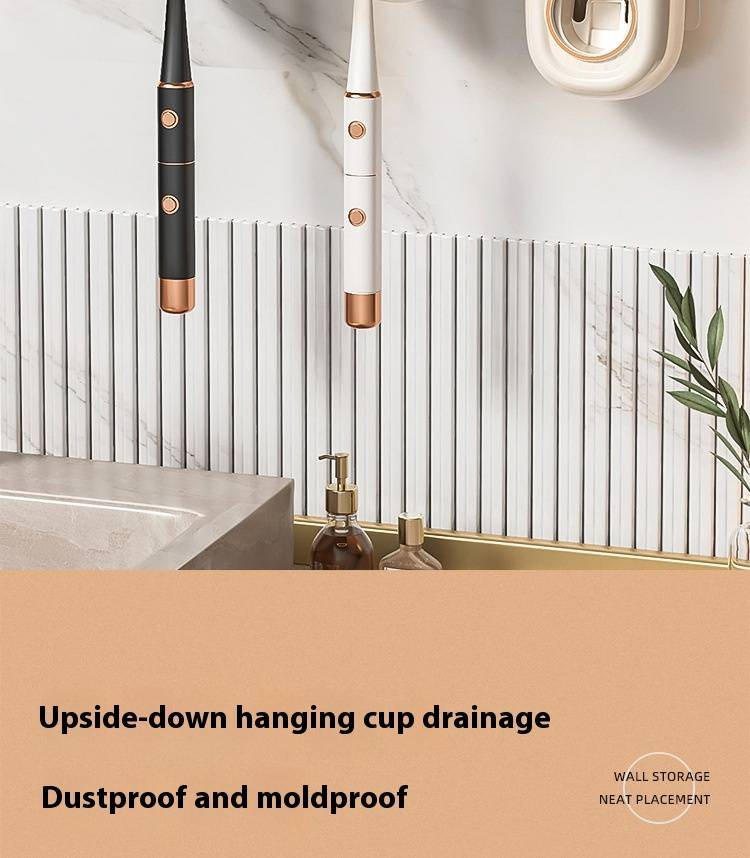 Portaspazzolino senza foratura con dispenser automatico di dentifricio – Organizer salvaspazio per il bagno (set 4 in 1, colori casuali)_voghion.com