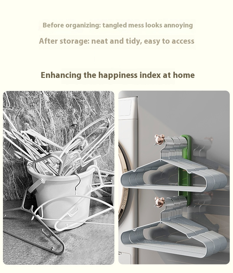 Appendiabiti pieghevole a 2 ripiani da parete – Organizer salvaspazio regolabile per camera da letto, bagno e balcone (montaggio a gancio, senza fori)_voghion.com