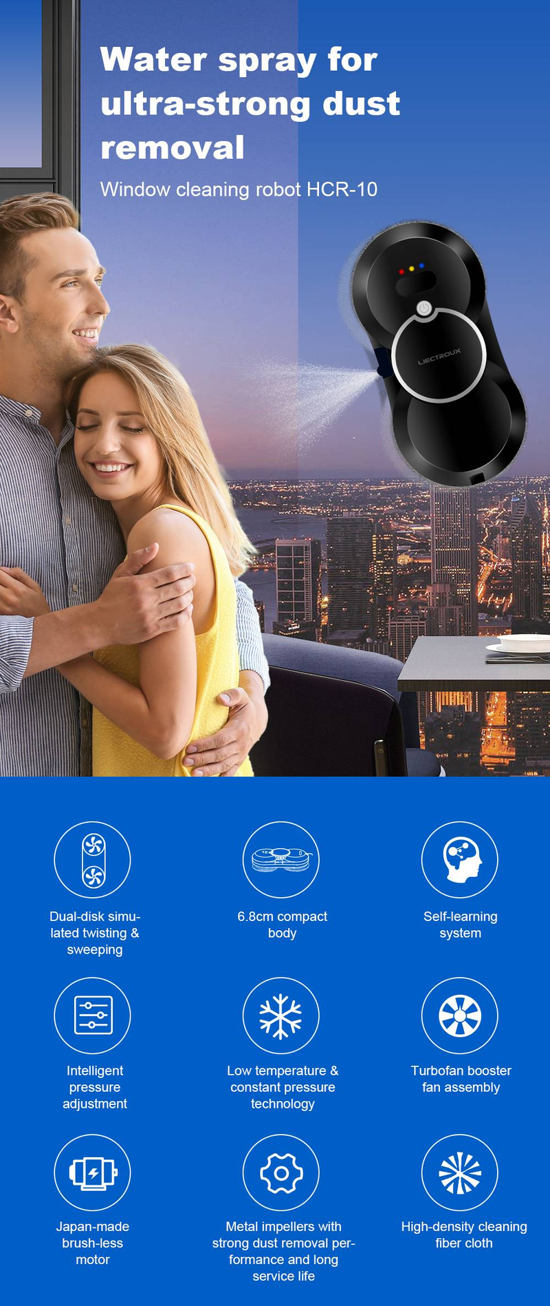 Robot lavavetri Liectroux HCR-10 con spruzzatura d'acqua a ultrasuoni, routing AI, serbatoio dell'acqua da 30 ml_voghion.com