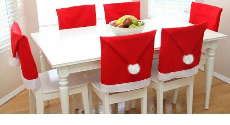 Housses de chaise de Noël – Décorations festives pour chaises de salle à manger, housses de siège réutilisables en tissu non tissé avec motifs de Noël_voghion.com