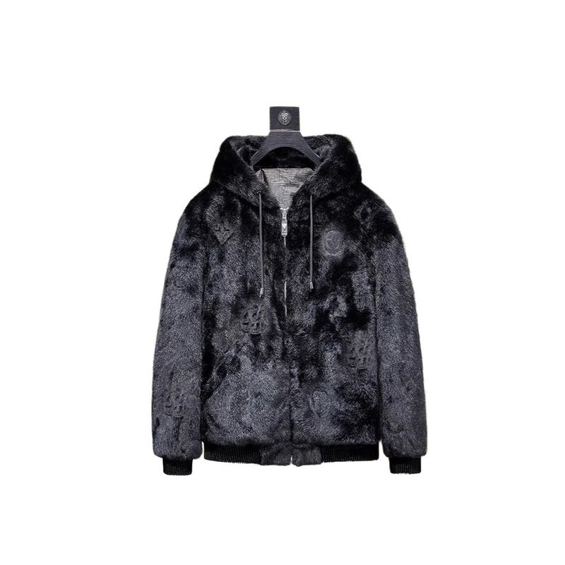 Herren-Jacke aus Kunst-Lammfell – Kurzmantel mit Kapuze, gesteppter Lederoptik und flauschigem Fleecefutter_voghion.com