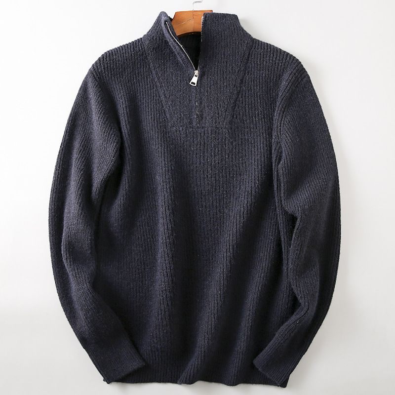 Men’s Japanese-Inspired Half-Zip Knit Sweater – Soft & Breathable Pullover (Beige/Greyish/Camel/Tibetan Blue, M-2XL)_voghion.com
