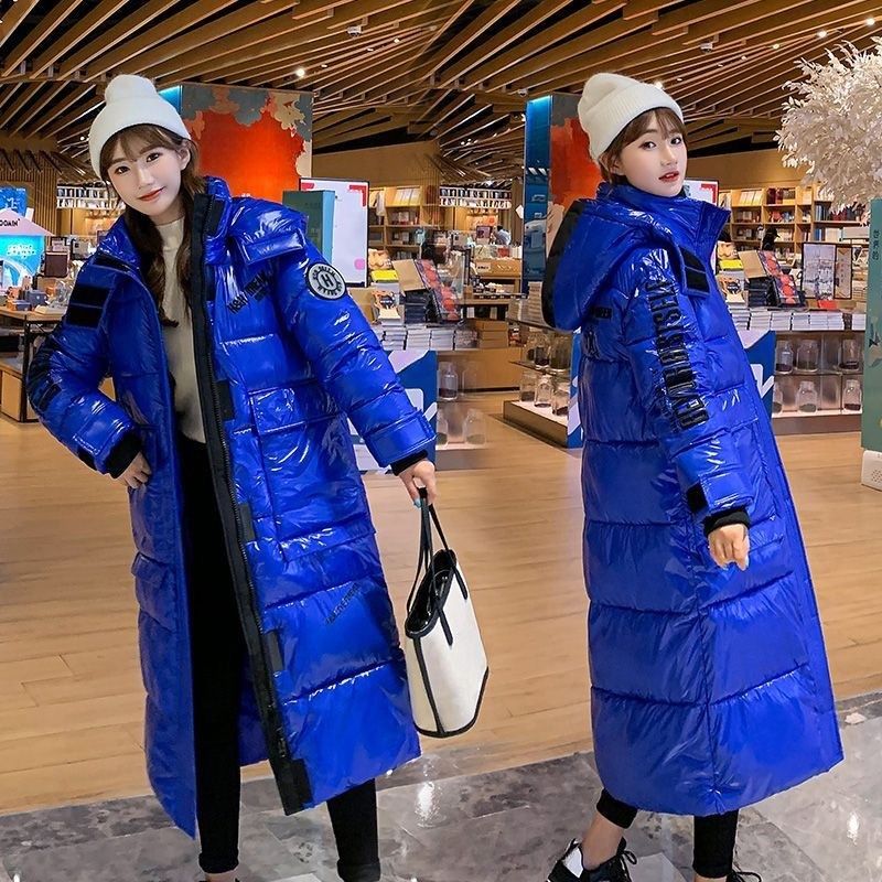 Piumino lungo lucido senza lavaggio – Parka invernale da donna con cappuccio staccabile (S-2XL, lunghezza al ginocchio, fodera termica, resistente all'acqua, vestibilità oversize)_voghion.com