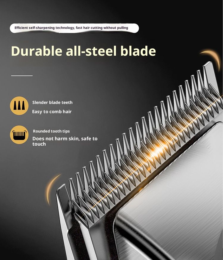 Professioneller kabelloser Haarschneider für Herren – Wiederaufladbarer Elektrorasierer mit LCD-Display, Stahlklingen und 3 Führungskämmen_voghion.com