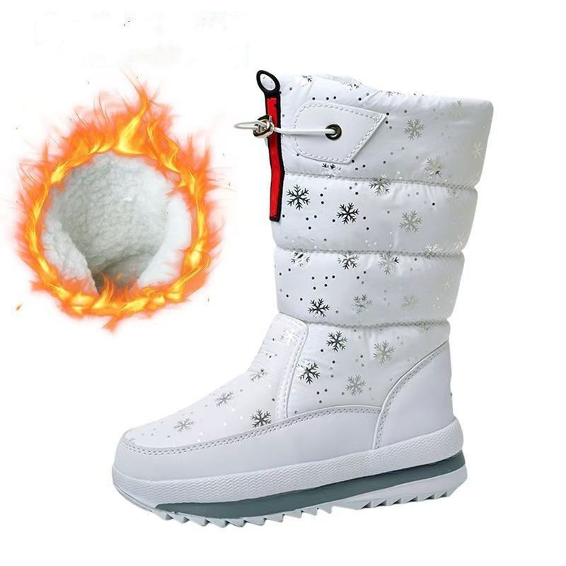 2025 Winter Snow Boots, ,Thickened Mid-calf Waterproof And Anti-slip Fleece Cotton Shoes, High-top Warm Long Boots_voghion.com