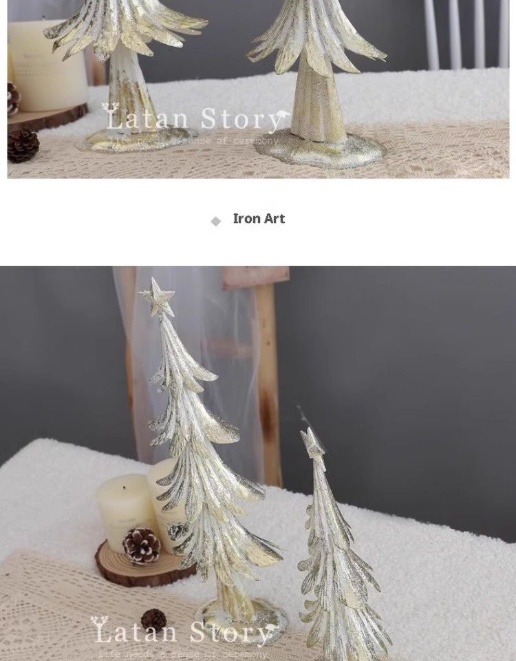 Modern Minimalist Christmas Decor Set – Iron Star Candle Holder, Golden Scarf Reindeer, Snowman & Deer Ornaments For Xmas Tree And Home Decor_voghion.com