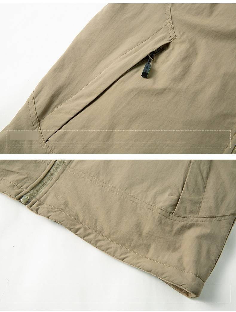 Colete reversível de lã polar para homem – Jaqueta puffer sem mangas quente de inverno com gola alta e vários bolsos (M-5XL)_voghion.com