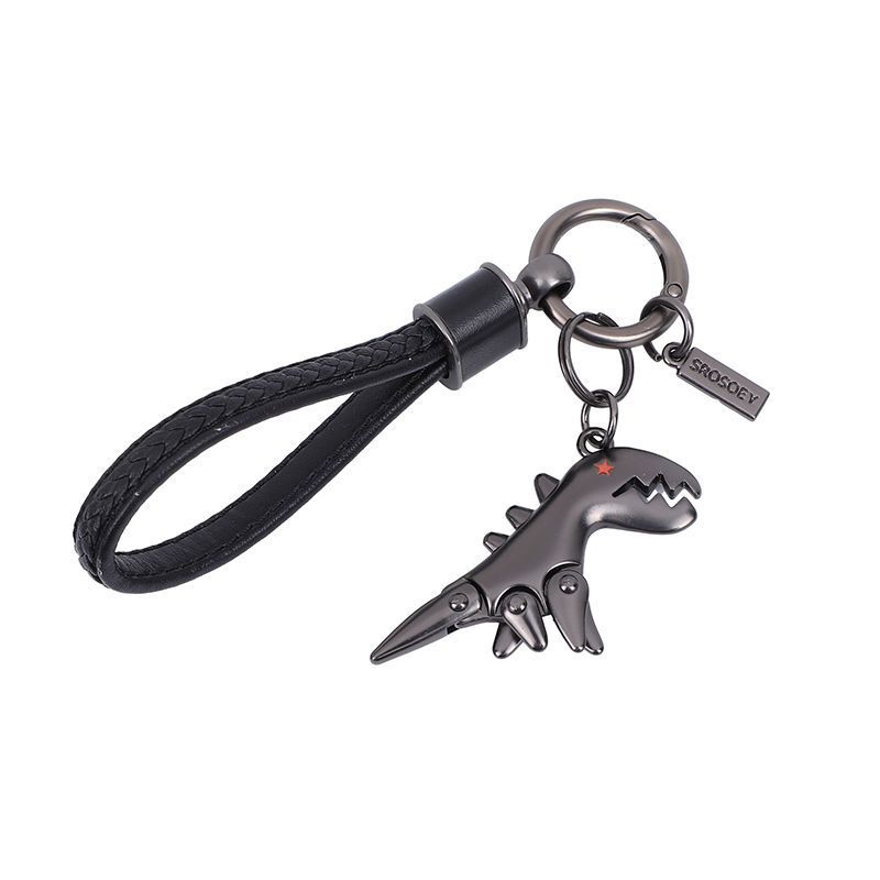 Llavero de cuero de vaca con diseño de dinosaurio de una celebridad de Internet, bonito llavero de coche con dibujos animados, regalo creativo para mujer._voghion.com