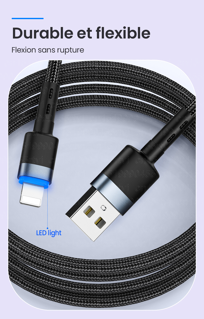 Rychlý 3A nabíjecí USB kabel s osvětlením pro iPhone 14 13 12 11 Pro Max XR XS 6s 7 8 mobilní telefon nabíjecí kabel dat_voghion.com