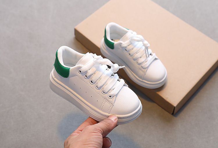 2023 Spring New Children Fashion Soft White Boys Sports Shoes Korean Style Students Lace-up Light Sneakers for Girls_voghion.com