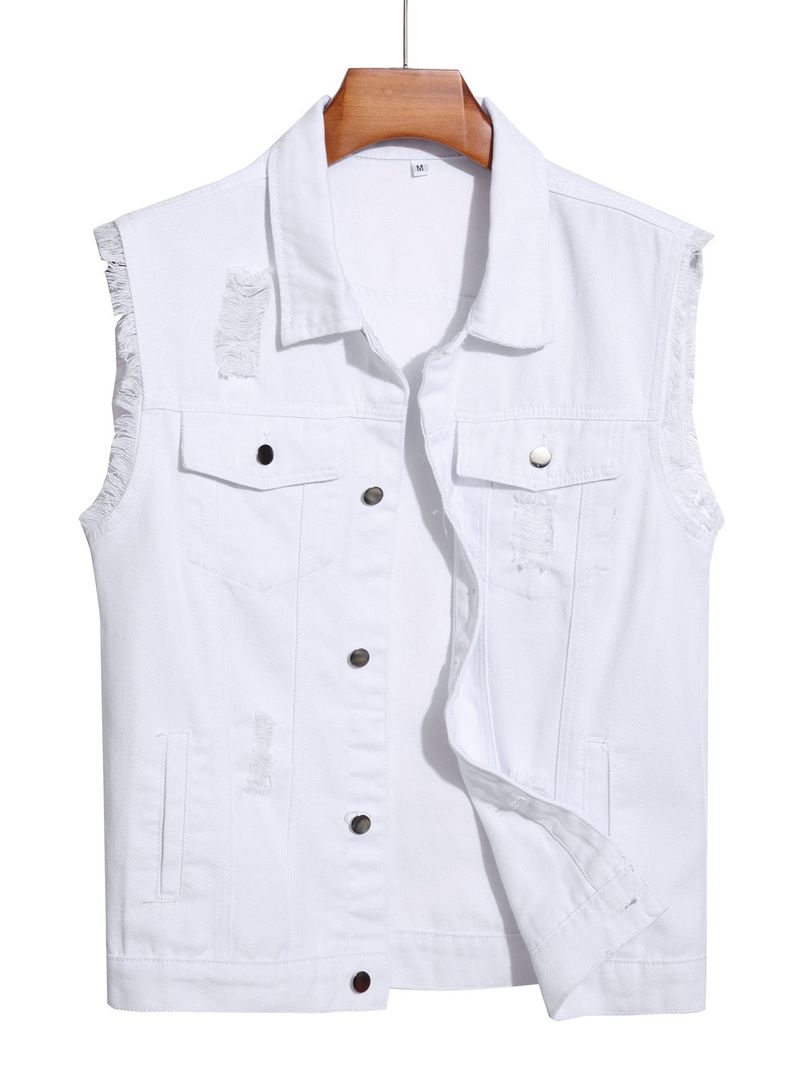 Men's Clothing New Style Trendy Fashion Denim Vest Simple And Versatile Casual Denim Jacket_voghion.com