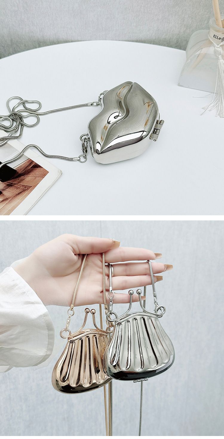 Mini porte-monnaie en métal avec rouge à lèvres – Portefeuille bandoulière tendance pour femme avec différents motifs_voghion.com