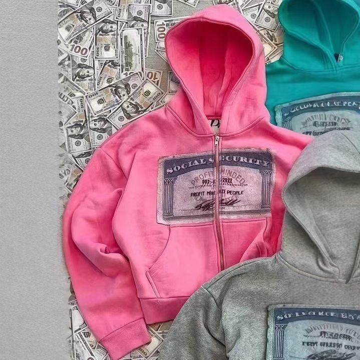 Felpa con cappuccio oversize con zip per adolescenti - Pullover unisex con stampa giocosa, stile streetwear Y2K_voghion.com