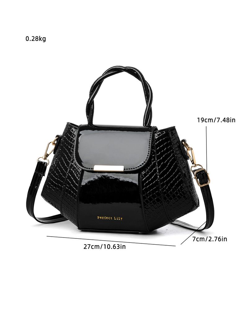 Borsa a tracolla piccola di lusso per donna - Borsa a tracolla in PU elegante e versatile con tracolla staccabile, design a conchiglia, tasche con cerniera (nero/argento/blu/oro)_voghion.com