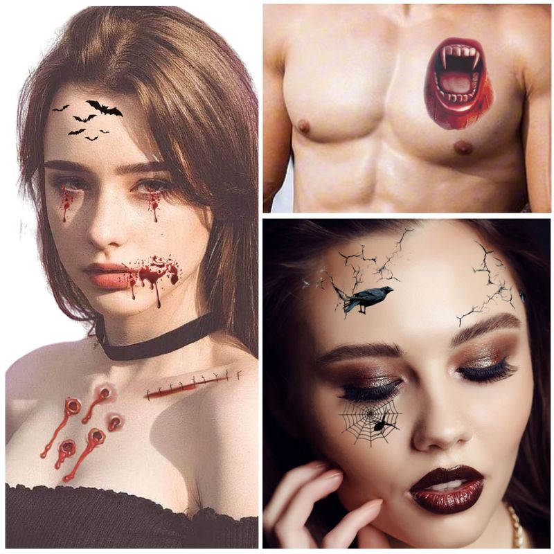 Halloween Tattoo mit simulierter Kinderrequisiten Narbe Lustige Narbe Wasserfester Wundaufkleber_voghion.com