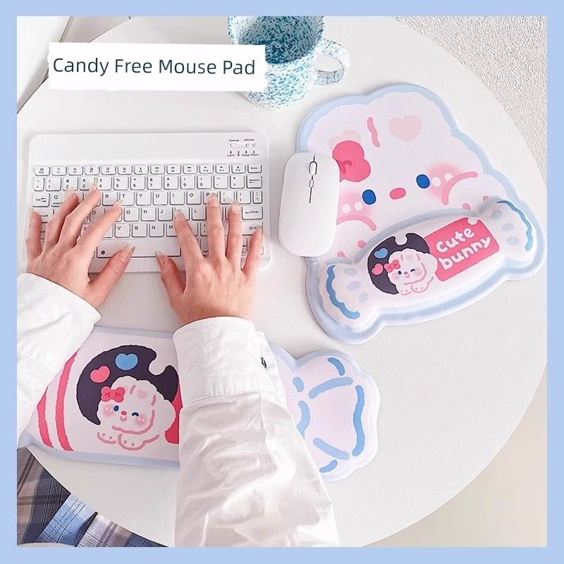 Oniwwertraff Qualitéit Original Toffee Rabbit Maus Tastatur Tray Silikon Büro Armband Pad Déckt a komfortabelt Handgelenkstütz Handschutz Net_voghion.com