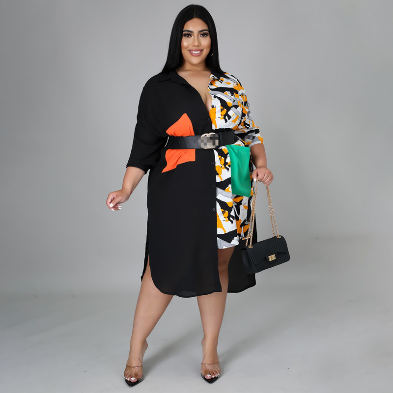 Sexy Damen-Sonderhemden in Übergröße mit Leopardenmuster und Nähten, große Taschen, großes Kleid_voghion.com