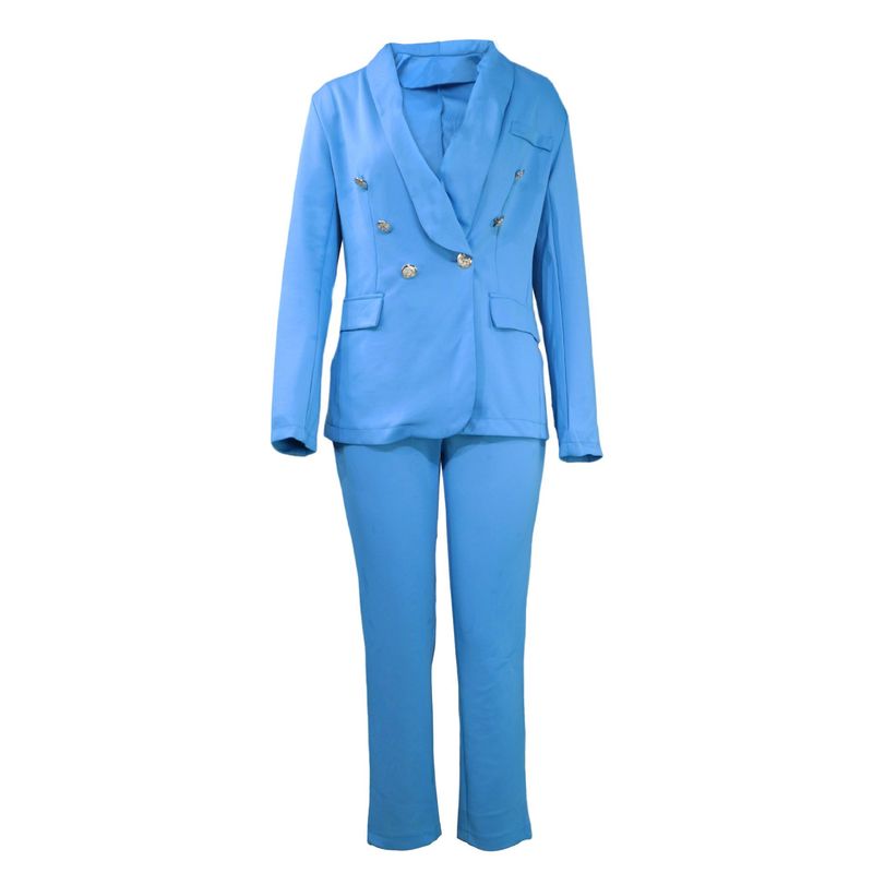 Women's Casual Suit Set 2025 Autumn New Daily Slim Button Design Top And Long Pants Elegant Fashion Set Temperament Commuting_voghion.com