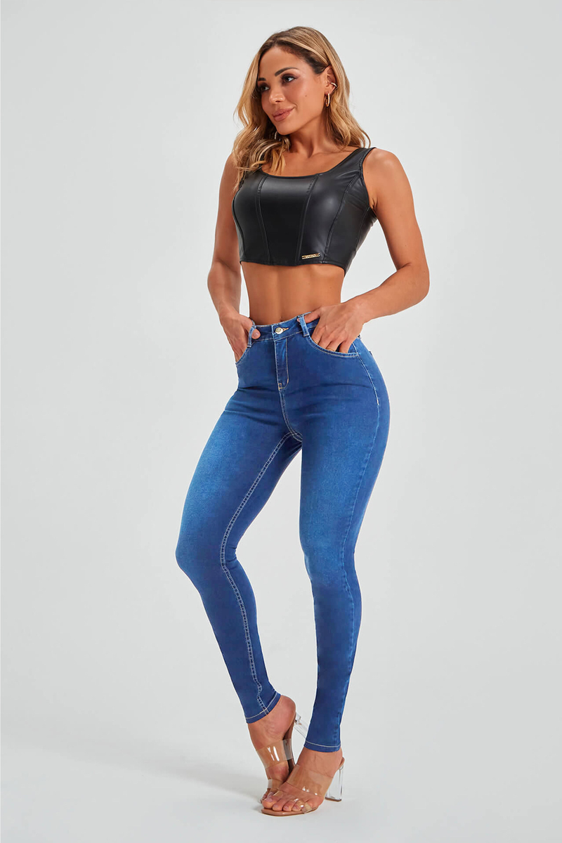 Jeans skinny elasticizzati a vita alta, nuovi modelli di abbigliamento primaverile da donna_voghion.com