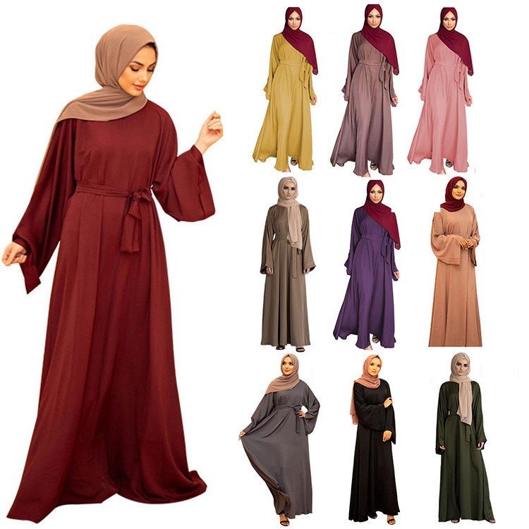 Women's gown simple basic solid color plus-size dress_voghion.com