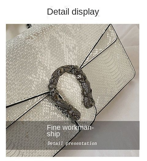 Designer Unik Begrænset Oplag Taske Dame Ny Moderigtig Niche Slangeskindstekstur Dionysia Taske Enkelt Skulder Crossbody Taske Kæde_voghion.com