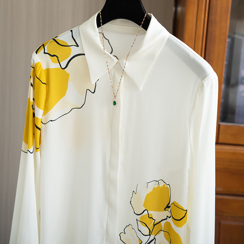 Damenmode-Imitation Maulbeerseide Hemd Langarm_voghion.com