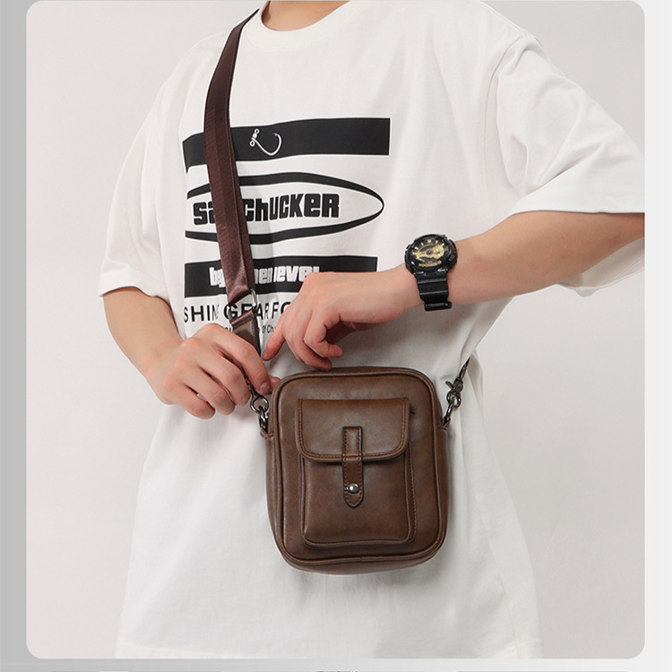 Pu Flip Vertikale Umhängetasche All Match Handy Kleine Umhängetasche Modemarke Herrentasche_voghion.com