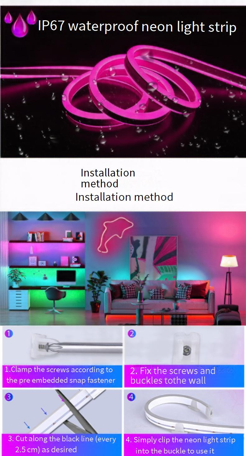 Casa e giardino Luce al neon vocale offline Rgb Smart Bluetooth 2.4g Luce esterna con luce modellante flessibile Set da 30 metri Disponibile in magazzino_voghion.com