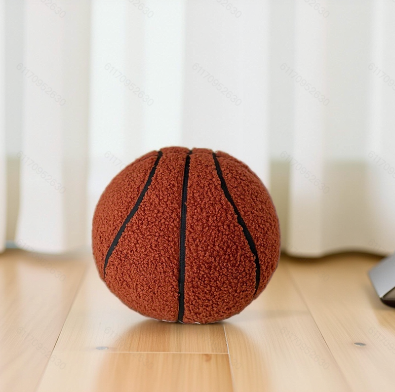 1pc Of Sherpa 3D Basketball Decorative Pillow, Sofa Creative Pillow, Home Decoration Cushion, Cute Plush Doll Decompression Boy Toy, Birthday Gift_voghion.com