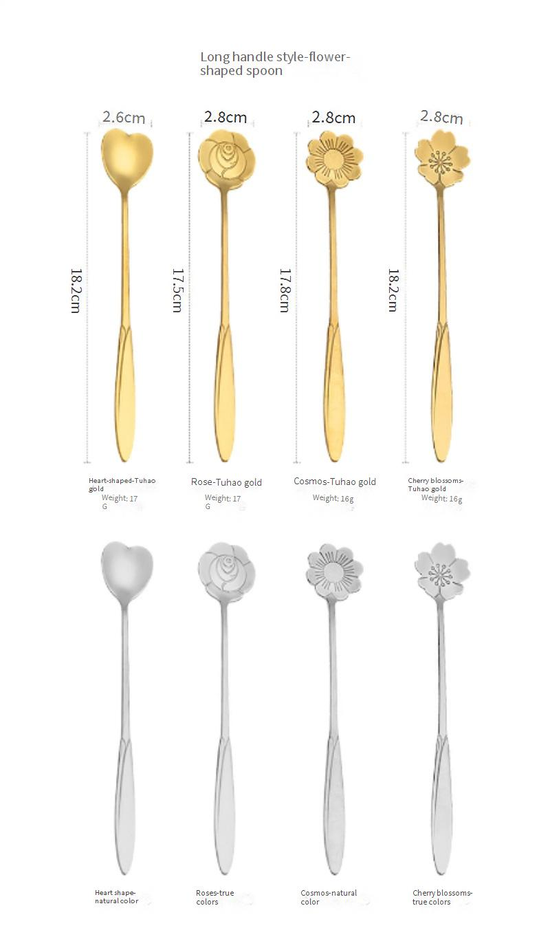 Creative Stainless Steel Spoon Set - Heart & Rose Shaped Spoons For Coffee Dessert & Mixing (Unique Design Elegant Tableware Perfect Gift Idea)_voghion.com