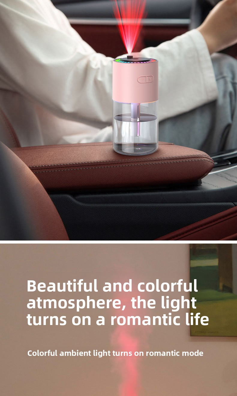 Mini-USB-Luftbefeuchter für Auto und Büro – Ultraschall-Diffusor mit kühlem Nebel, 2-8-Stunden-Timer, 0,5-Liter-Tank und ABS-Gehäuse (Weiß/Pink, Modell CL27)_voghion.com