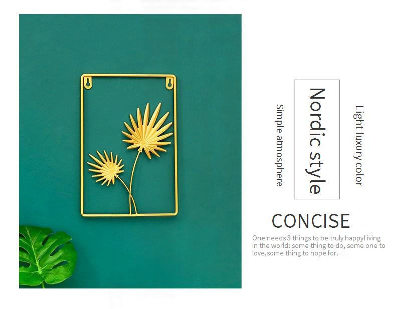 Set di decorazioni da parete in metallo, moderno motivo a foglia di ginkgo e foglia di palma in ferro battuto per soggiorno, camera da letto, studio - finitura oro, arredamento minimalista per la casa._voghion.com