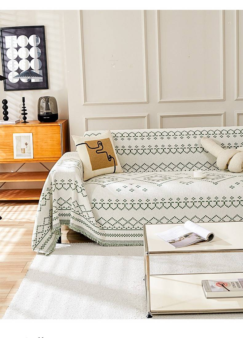 Bohemian Style Sofa Cover - Universal All-Season Sofa Protector With Geometric Pattern, Dustproof & Anti-Slip, Sizes 180x130cm To 180x460cm_voghion.com