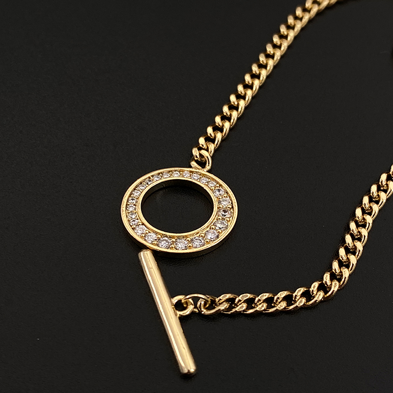 Gorgeous Toggle - Clasp Circular Pendant Necklaces With Sparkling Gemstones, Available In Multiple Color Options For Effortless Elegance_voghion.com