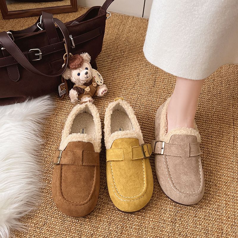 Neuer Herbst- und Winterstil 2025.1: Ein Paar Lammfell-Baumwollschuhe für Damen_voghion.com