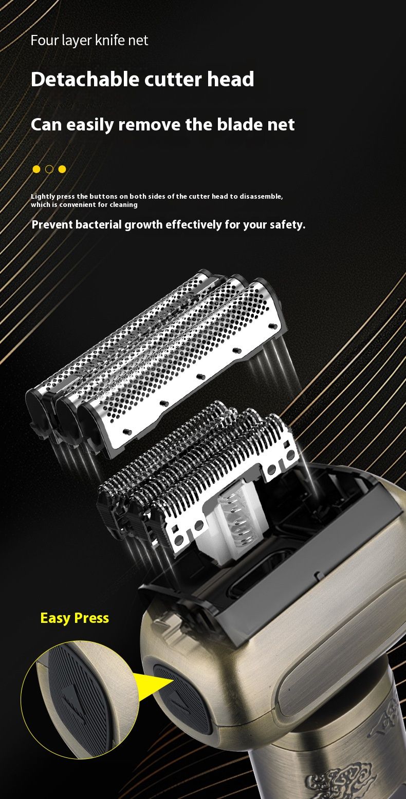4-Blade Rotary Electric Shaver For Men - Ultra-Quiet Under 36dB, LED Display, Waterproof Wet/Dry Shaving, 20H Long_voghion.com