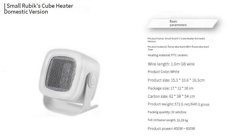 Kompakte Tischheizung - 800 W tragbarer elektrischer Raumheizer mit PTC-Technologie, 2 Heizstufen, Überhitzungsschutz für Zuhause,_voghion.com