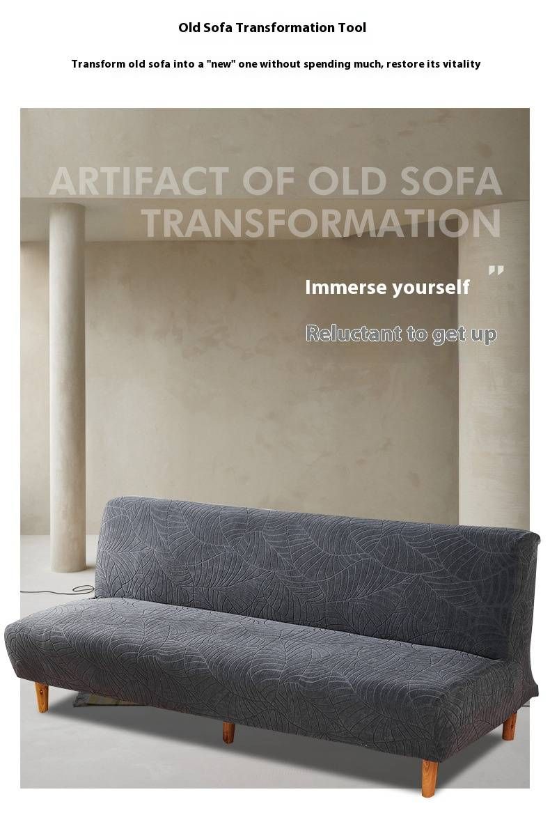 Verdickter, geprägter Sofabezug fürs Bett – Elastischer Schonbezug mit Jacquard-Struktur für Sofas ohne Armlehnen (Weiß, Smaragdgrün, Weinrot und mehr)_voghion.com