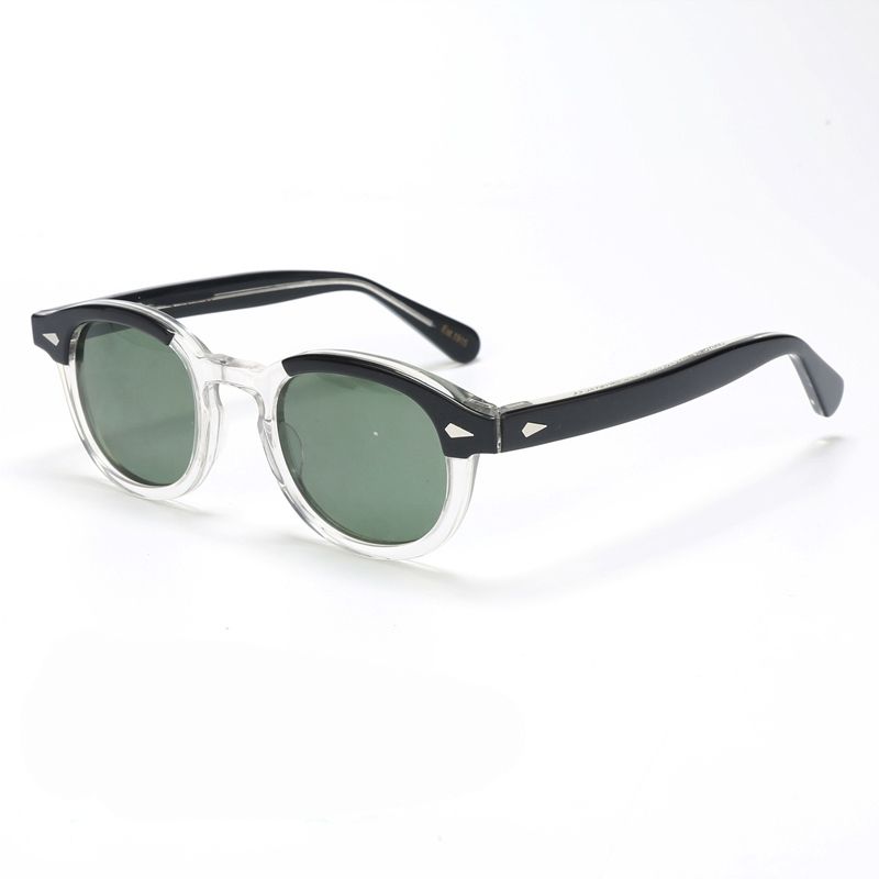 Modische polarisierte Sonnenbrille für Herren und Damen im Johnny Depp-Lemtosh-Stil, Retro, runder Acetatrahmen, UV400-Linse, Oculos_voghion.com