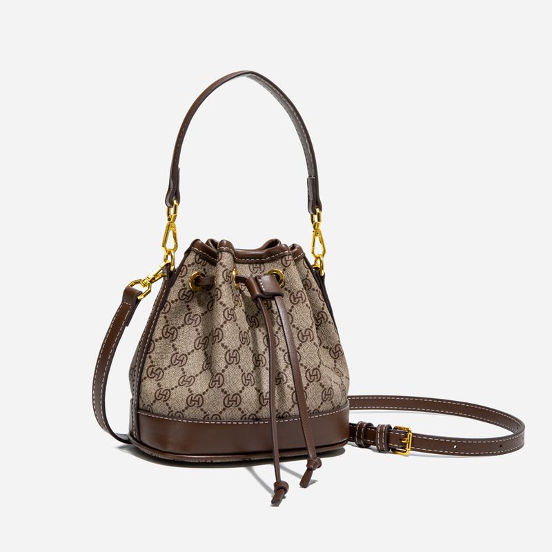 Sacs seau en cuir et sac à bandoulière à cordon pour femme, fourre-tout moyen et sac à main hobo avec deux bandoulières_voghion.com