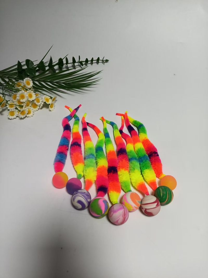 New Pet Elastic Caterpillar Jumping Ball Teaser Wand Cat Self-Entertainment Toy_voghion.com