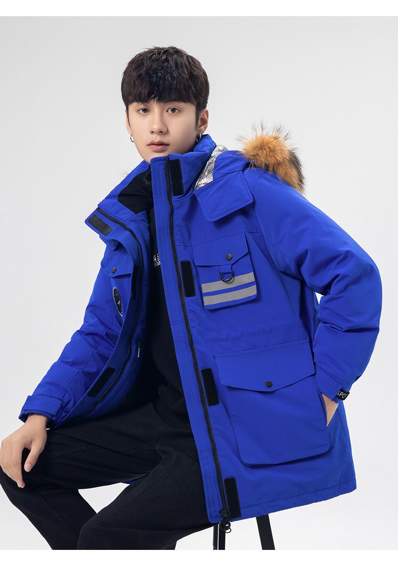 High Quality Down Jacket Men's Winter White Duck Down Thickened Fur Collar Jacket Casual Windbreaker Couple Workwear Party Jacket_voghion.com