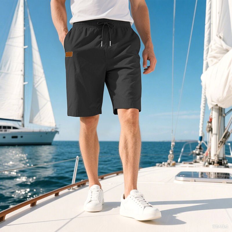 Pantalones de playa para hombre, de verano, informales, ligeros y lujosos, de cinco puntos, con cordón cruzado, talla grande_voghion.com
