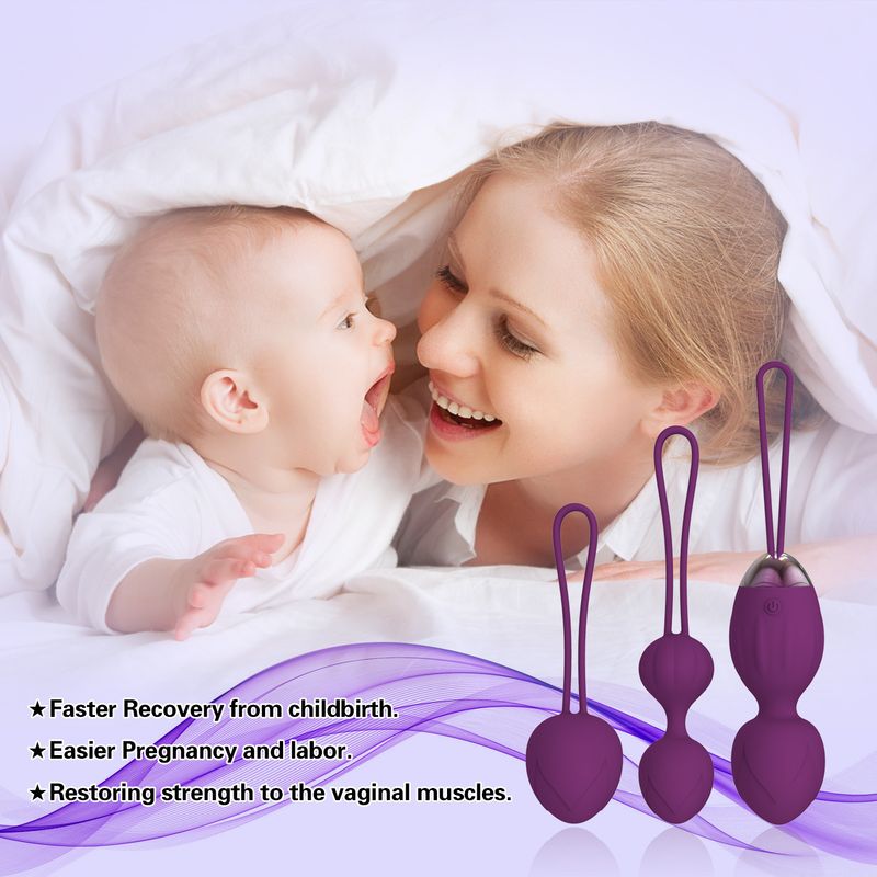 Yanai Full Silicone Kegel 2-in-1 Training Ball Vaginal Muscle Recovery Elasticity Remote Control Vibrator Four-Piece Set_voghion.com