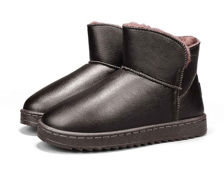 Bottes de neige d'hiver pour hommes, nouvelles chaussures de sport décontractées en coton, en cuir épais et chaud, avec fourrure intégrée_voghion.com